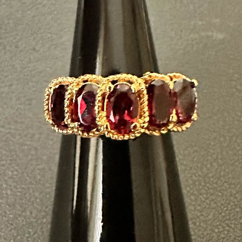 NWT Gen Garnet 14KT Gold Plated Tier Ring Size 5 - New - Picture 2 of 8